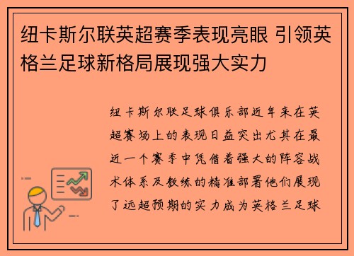 纽卡斯尔联英超赛季表现亮眼 引领英格兰足球新格局展现强大实力