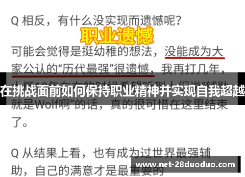 在挑战面前如何保持职业精神并实现自我超越